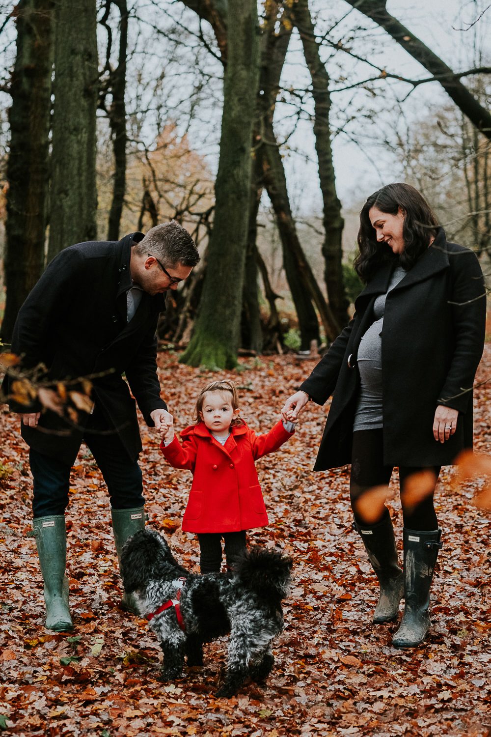 Surrey Maternity Photographer family in woods