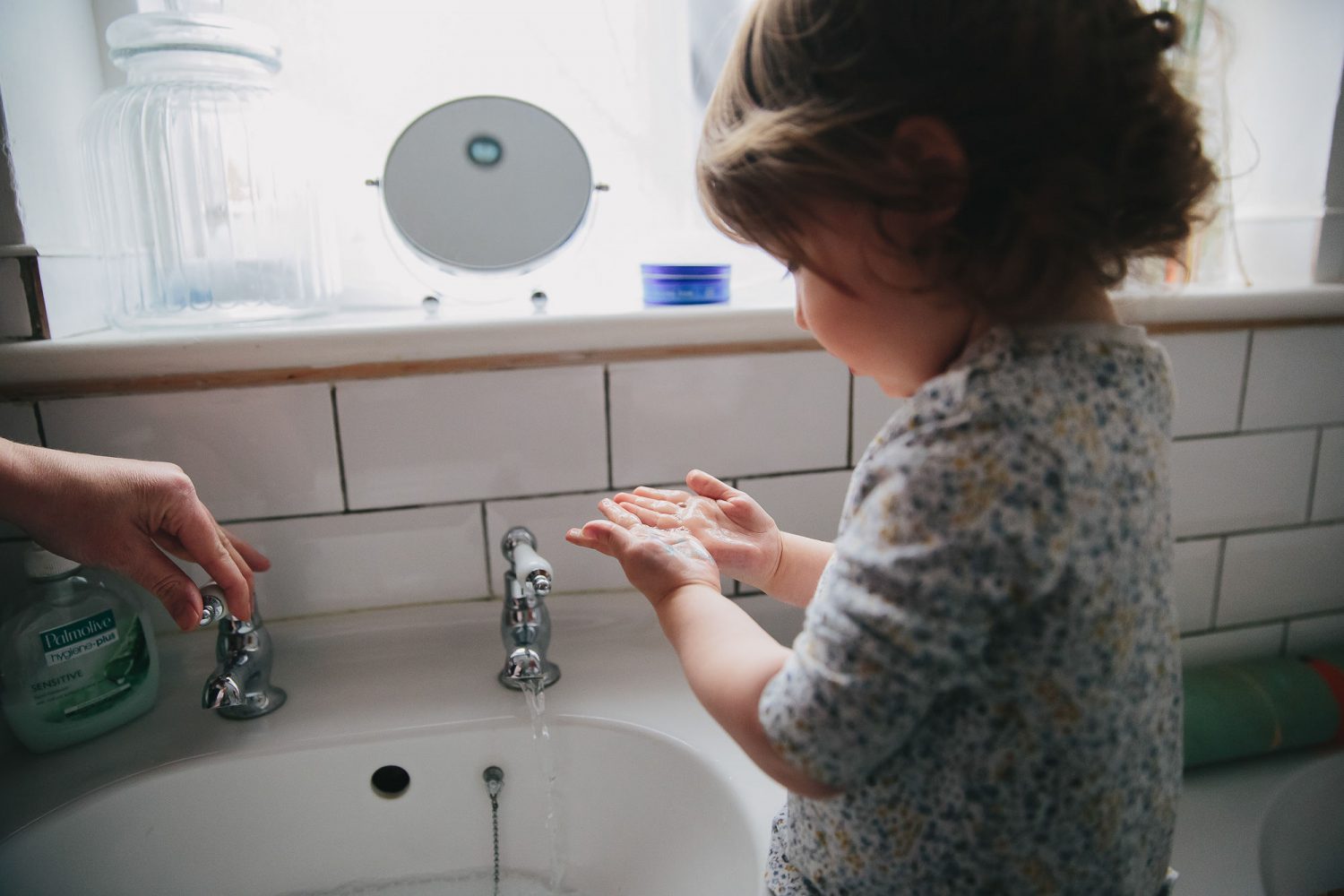 day in the life photography young girl washing her hands