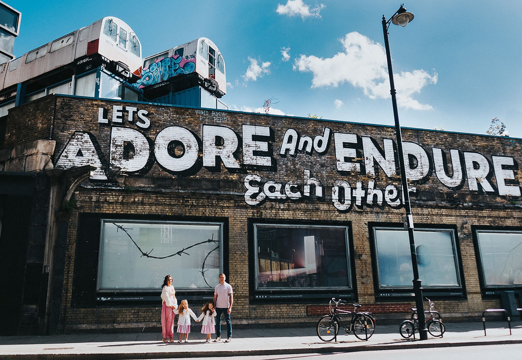 london family photos mural parents with twins
