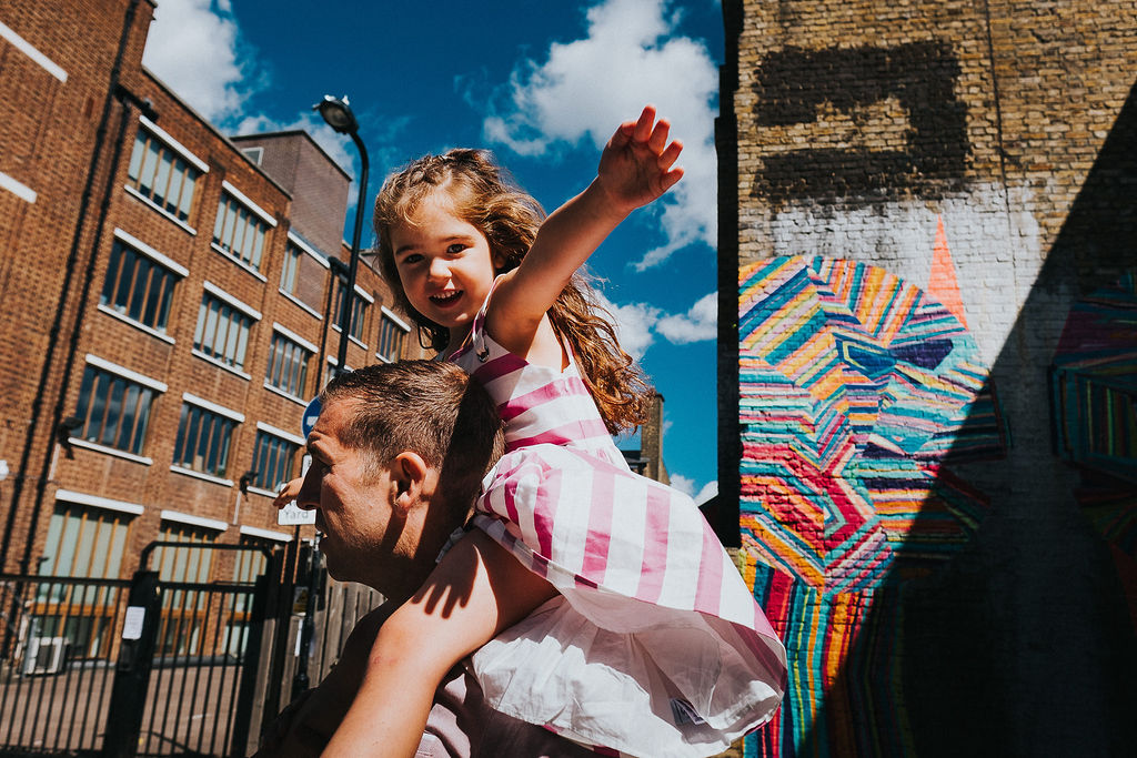 dad and toddler in london wall art