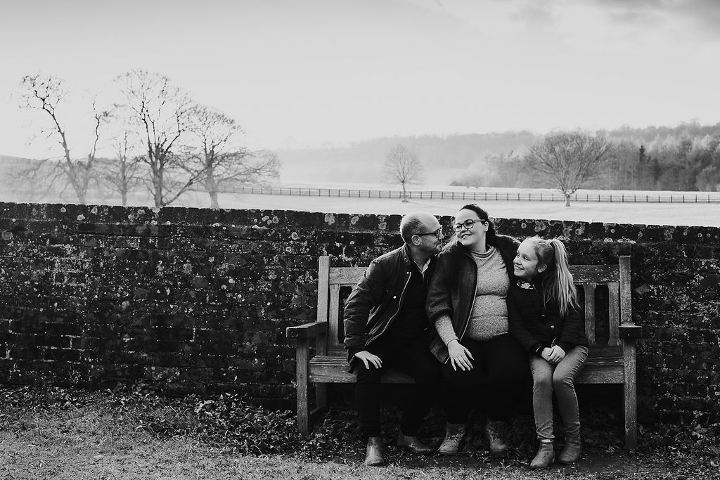 Family Shoot - young family on bench