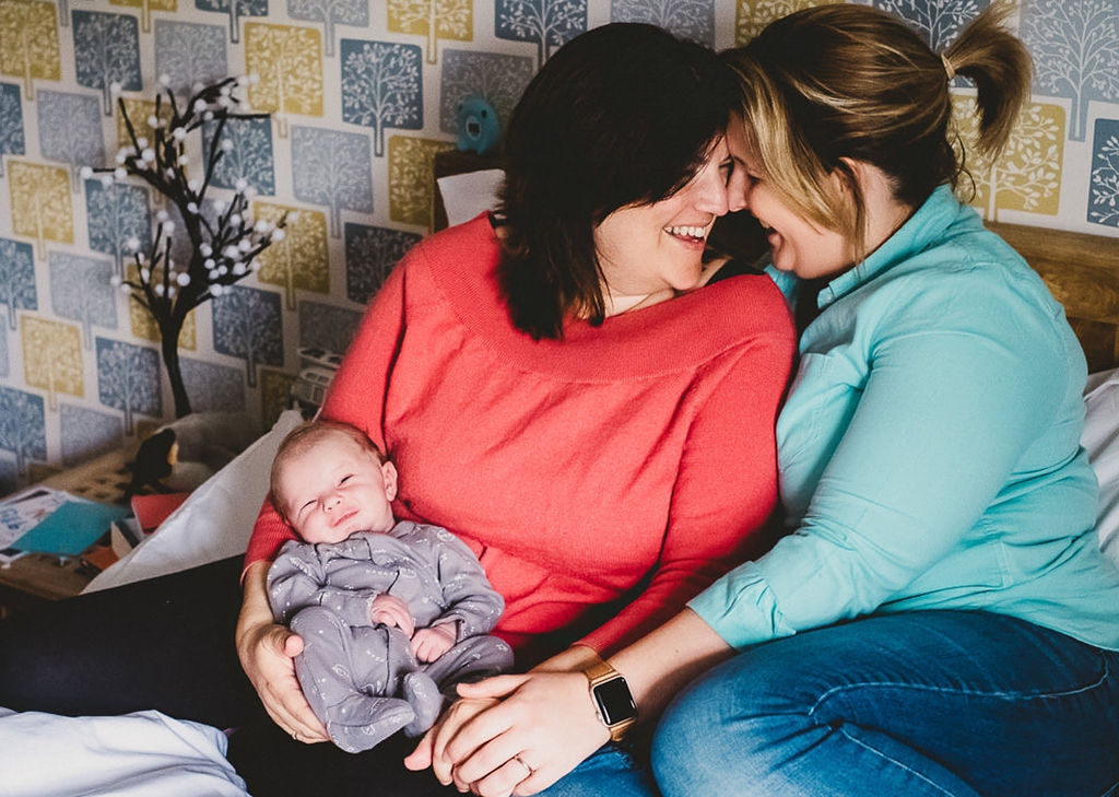 Female couple with newborn baby
