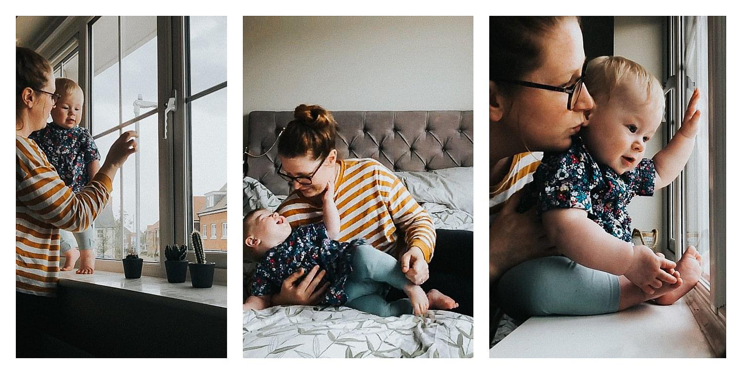 family photos in 2020 over facetime mother and baby daughter