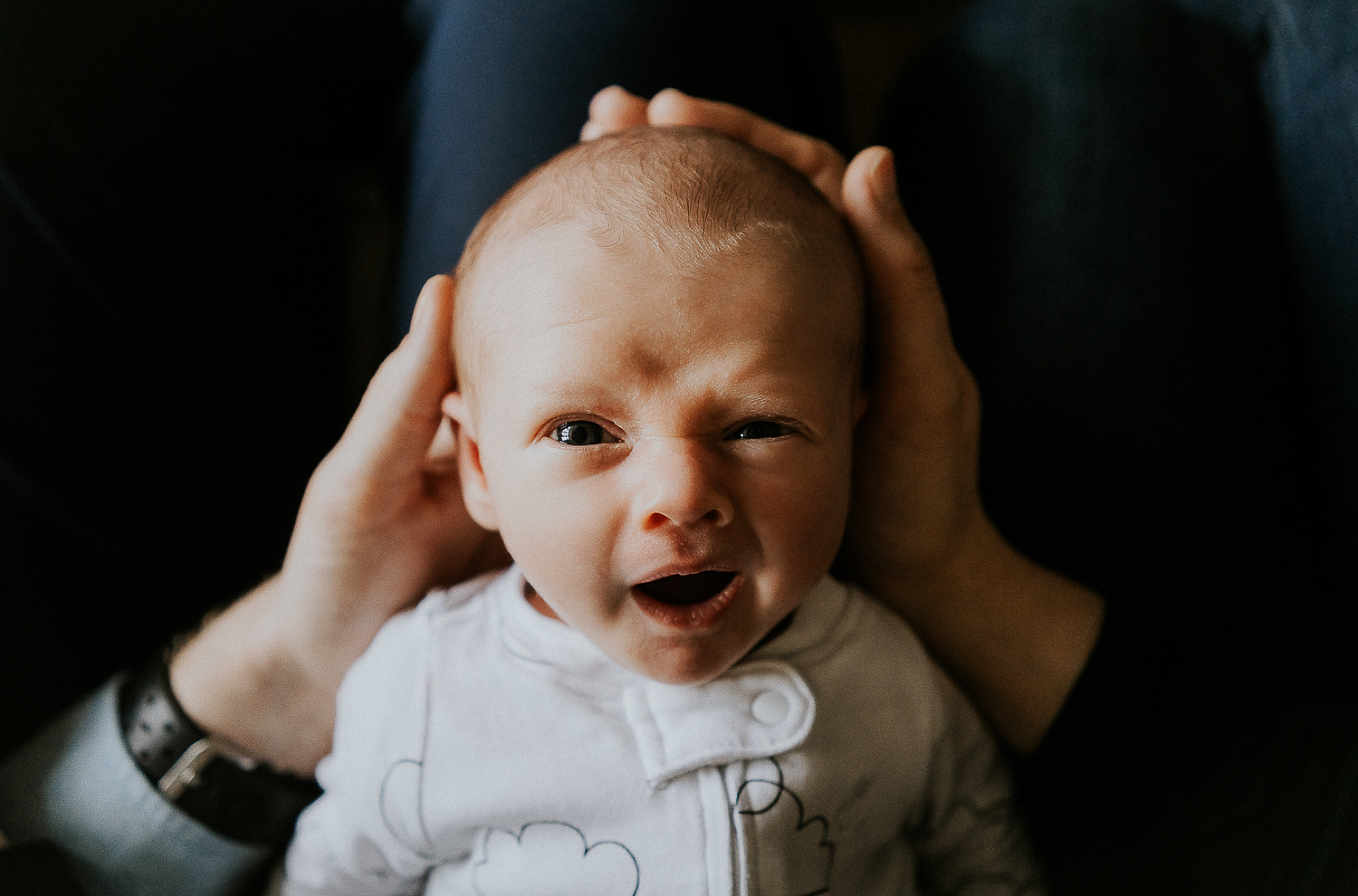 REAL LIFE FAMILY PHOTOS BABY FACE CLOSE UP MID YAWN