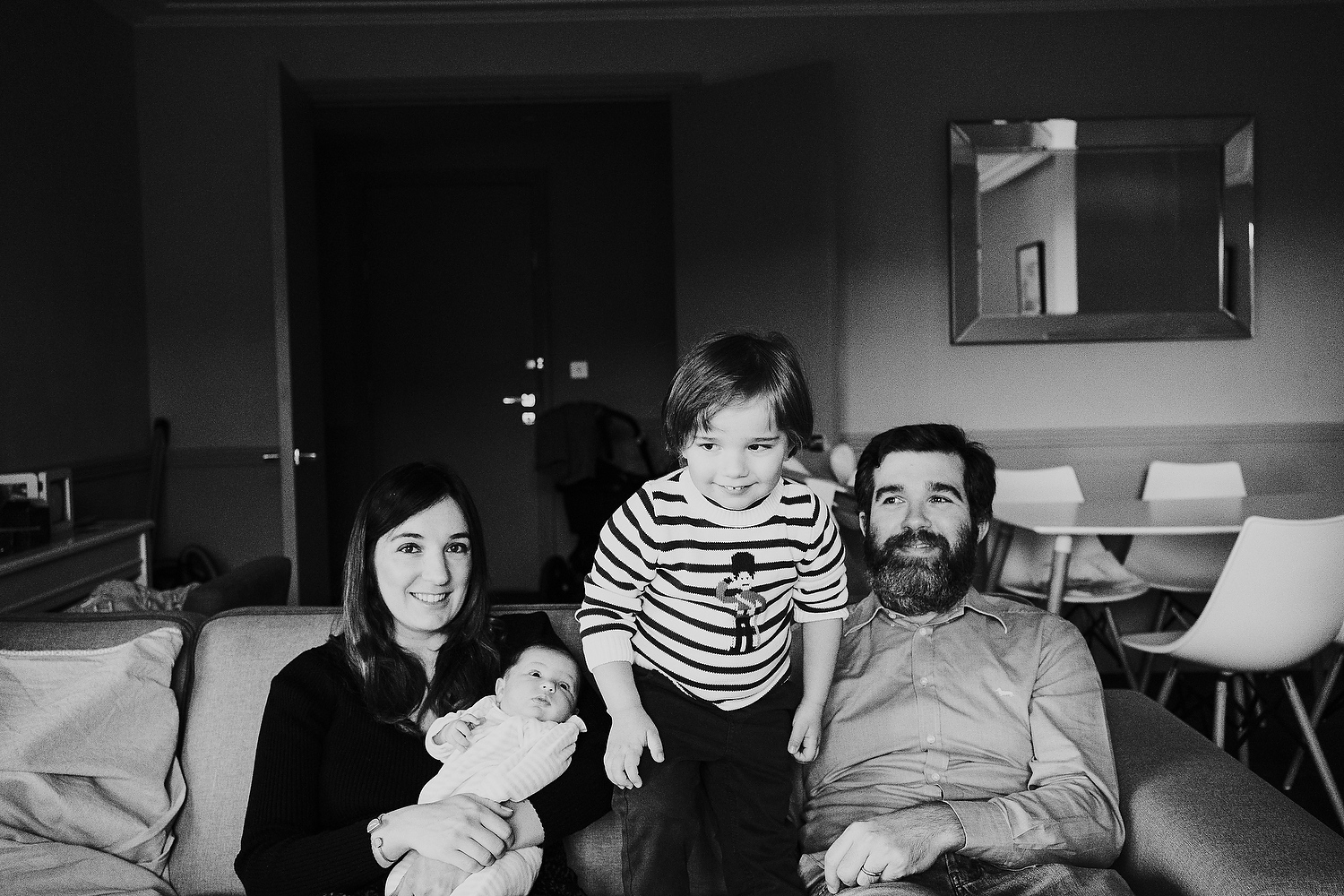 black and white portrait family newborn photography in hammersmith